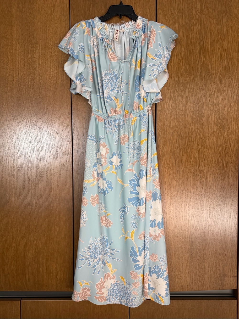 dolan Light Blue Floral Maxi Dress with Elastic Waist